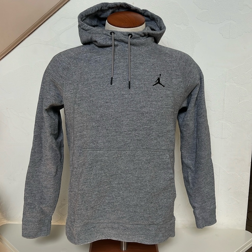 JORDAN Men’s Grey Cowl Neck Long Sleeve Hoodie with Logo Size L